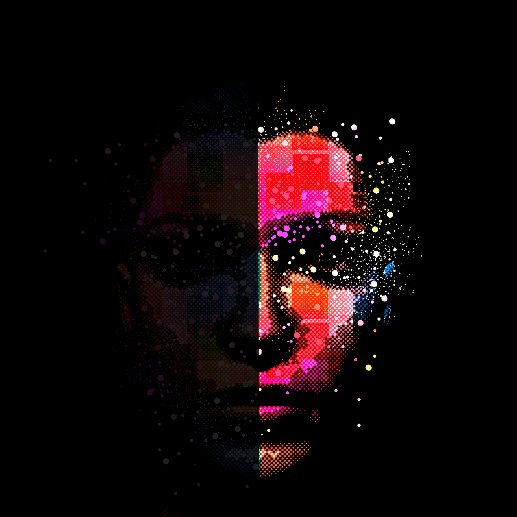 half portrait of woman with glitter