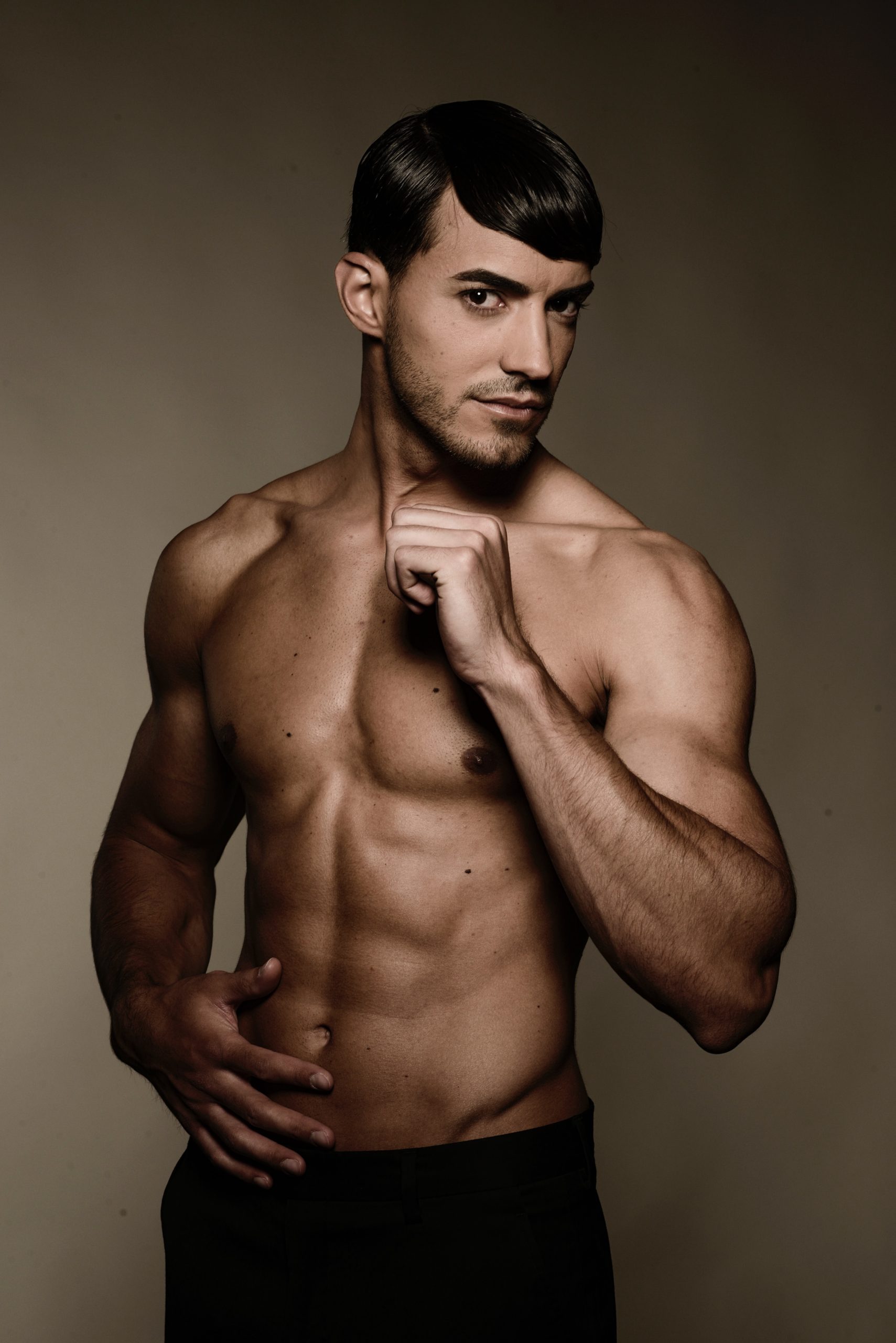 muscular man with bare upper body