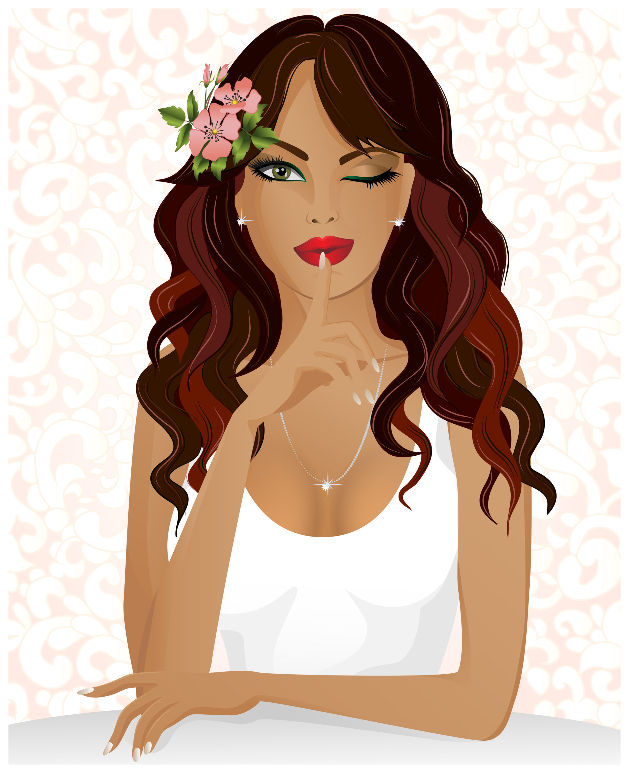 winking girl with secret shush finger