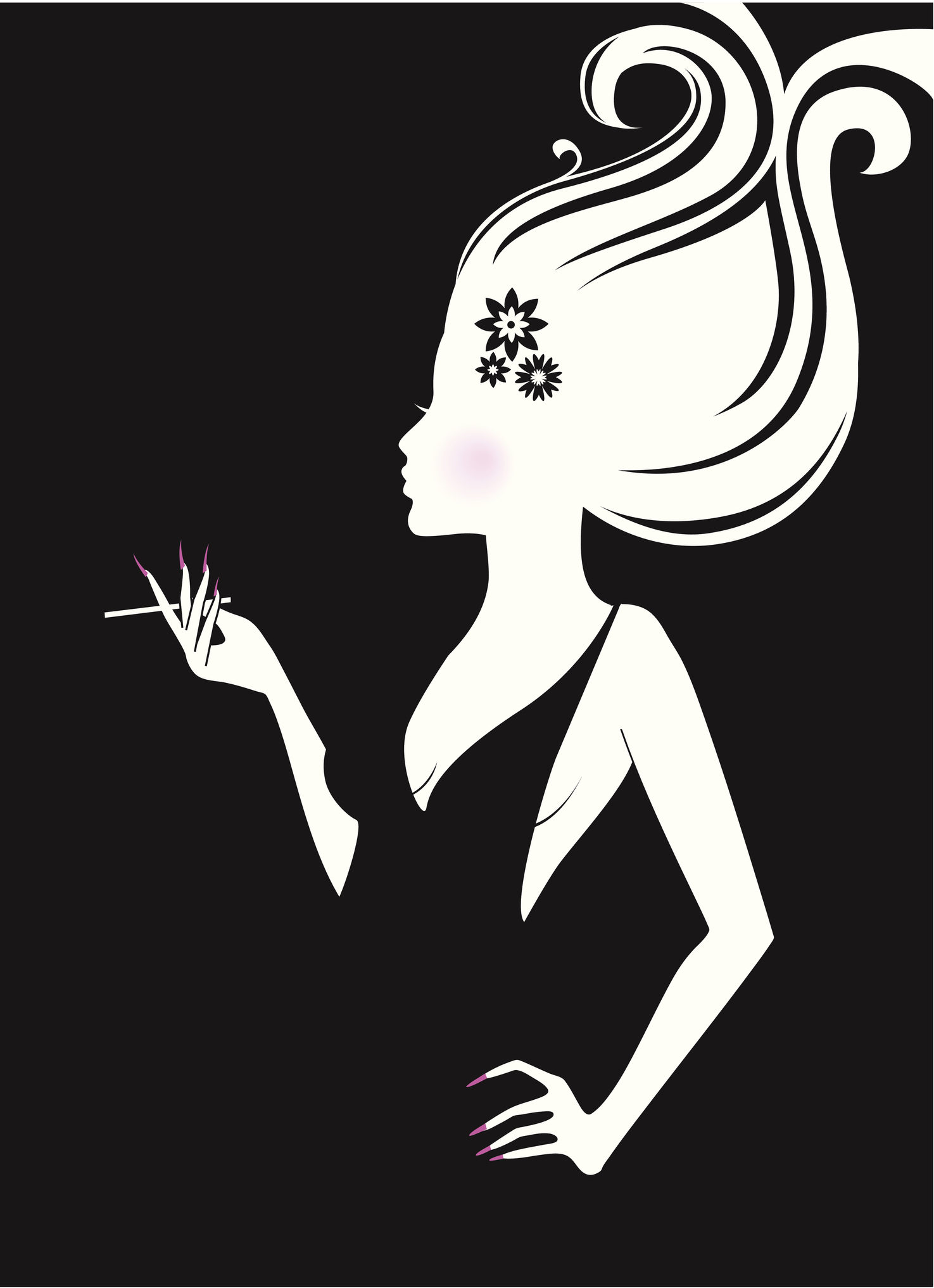 woman with smoke in black and white