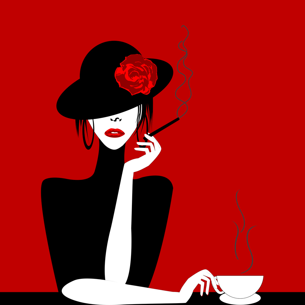 woman with tea and smoke